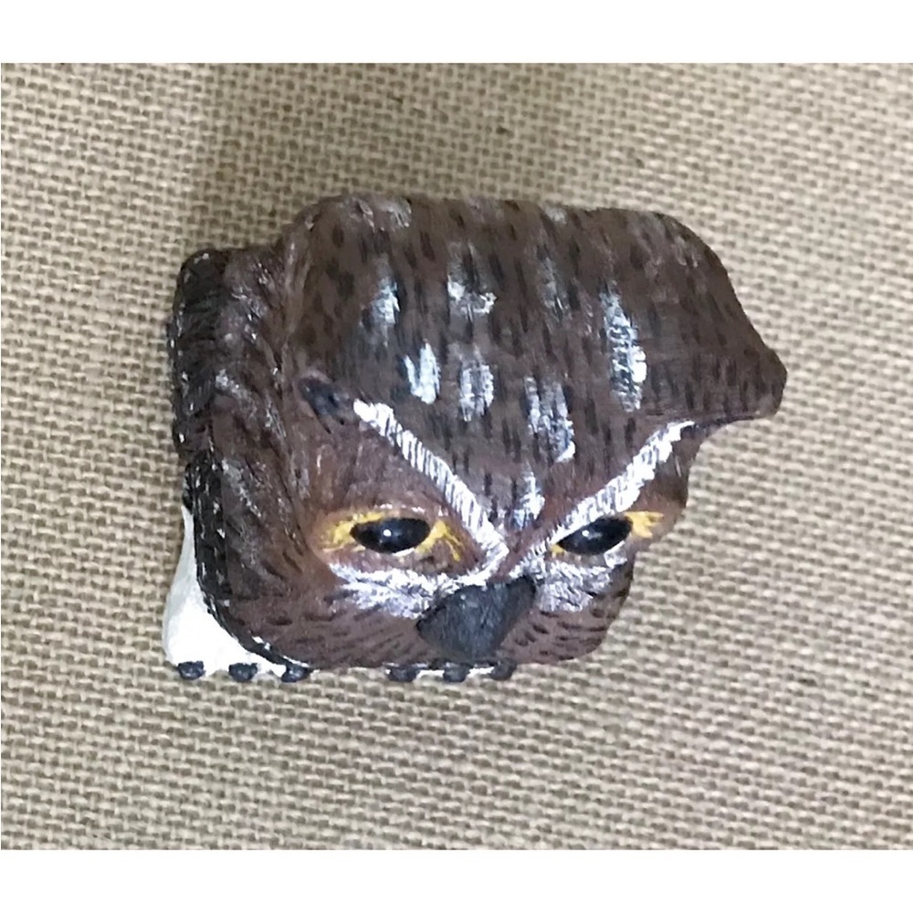 Carved Wood Owl Figurine Bird Cottage Goblin Gremlin Core Wildlife Woodland - Picture 5 of 7
